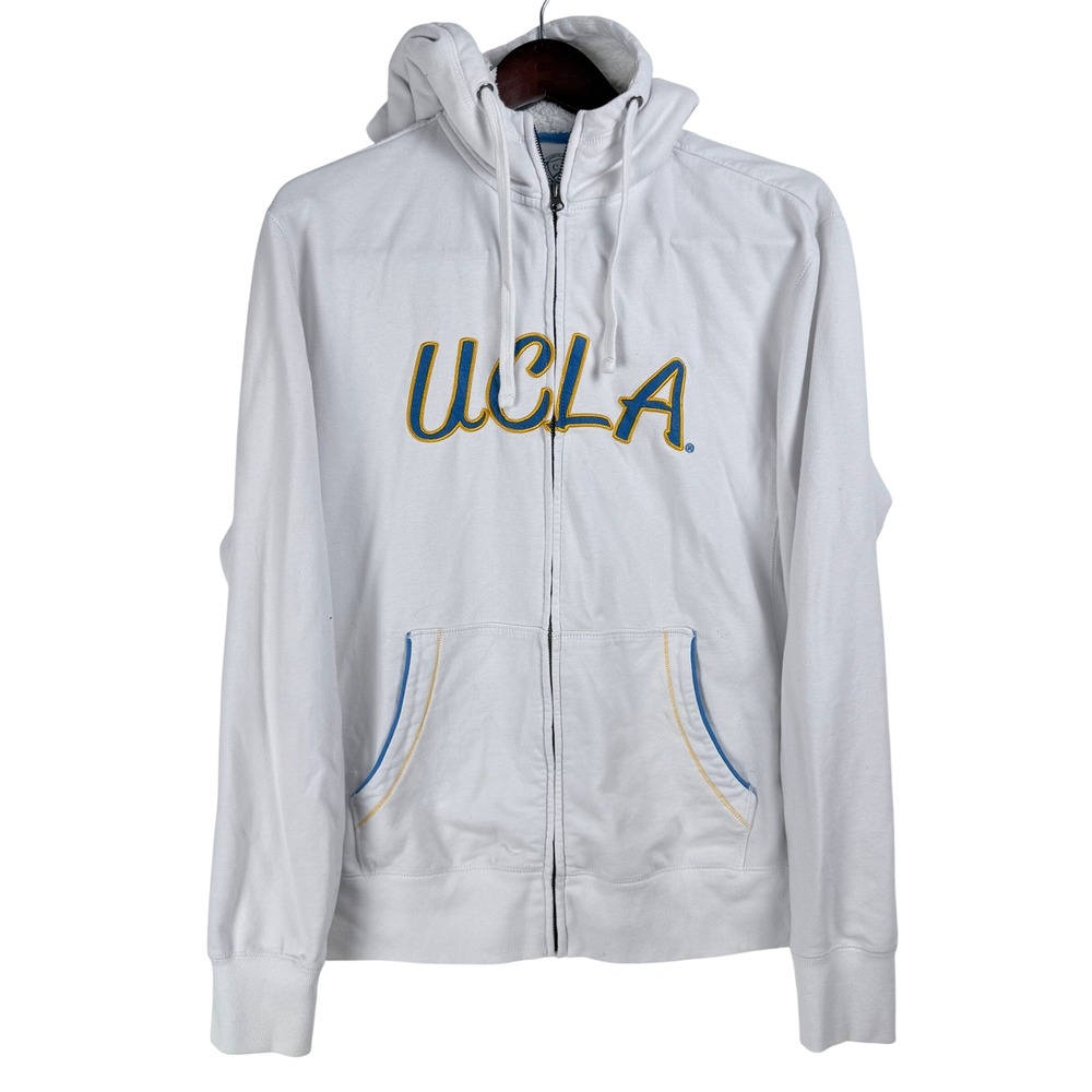 Campus Drive UCLA Zip Hoodie XL White Sherpa Hood Collegiate Athleisure Retro